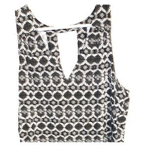 Black and White V-Neck Rayon Dress